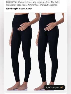 Poshdivah High-Rise Black Maternity Leggings - 2 pairs!